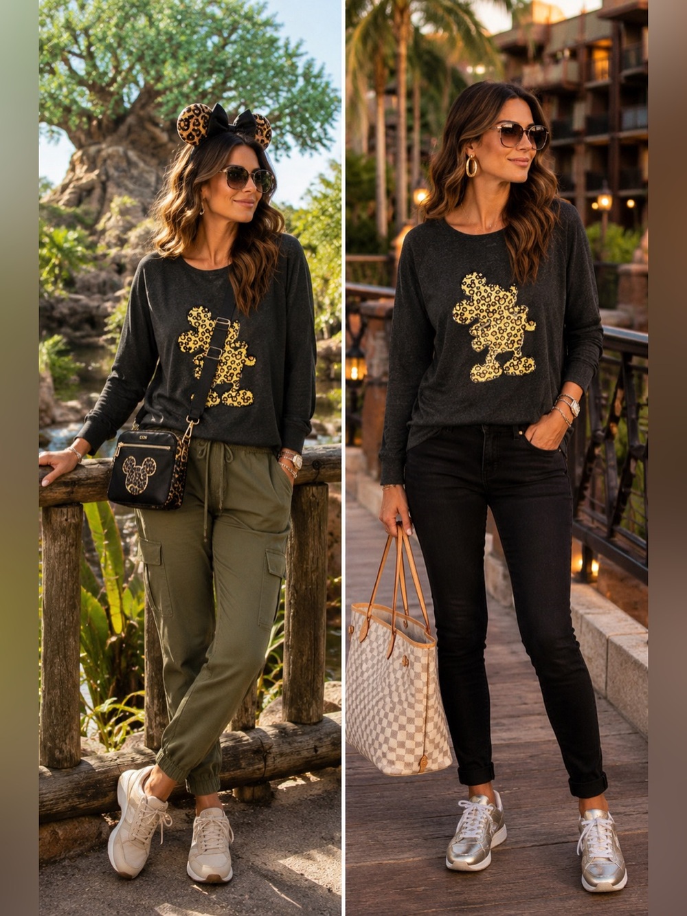 Disney Parks Leopard Print Sequin Mickey Mouse Sweatshirt XXL Animal Kingdom A